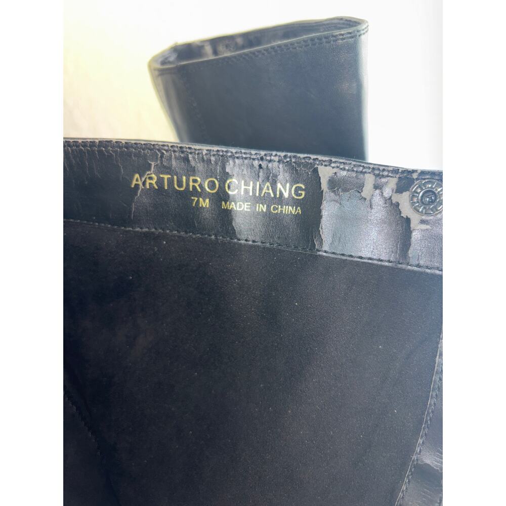 Arturo Chiang Black Leather Tall Riding Boots Size 7 - Picture 11 of 13